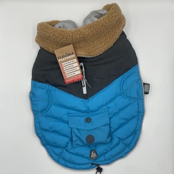 Arcadia Trail Ultra Adjustable Quilted Dog Coat‎  Size Medium NWT Blue - Picture 1 of 16
